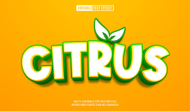 Editable 3d text style effect - Citrus Orange text effect Template