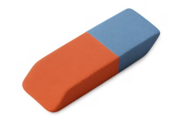 Orange and blue eraser on transparent background making correcting easy
