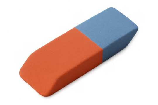 Orange and blue eraser on transparent background making correcting easy - Powered by Adobe