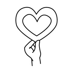 Hand Holding Heart Outline Icon for Love, Care, and Social Support