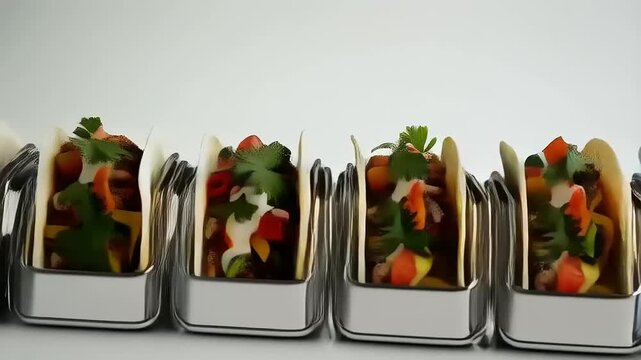 Delicious Tacos Displayed in Modern Holders, Fresh Meal Presentation Idea