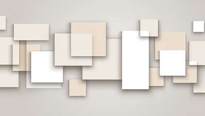 Abstract geometric pattern of overlapping squares in beige and white