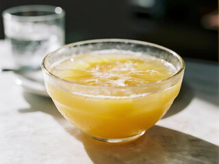orange juice in a bowl