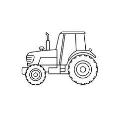Obraz premium Line art of a tractor in minimalist style, in black and white illustration 