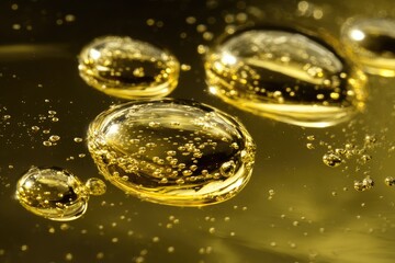 Golden liquid droplets with bubbles