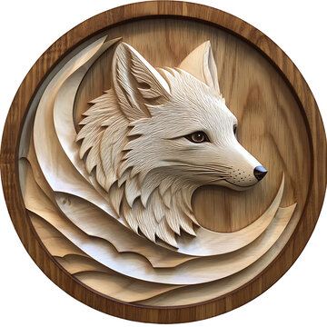 3d Artic Fox Laser Engrave File, 3d illusion, lightburn, laser file png