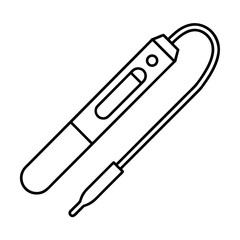 Minimalist line art of a digital ph meter with probe