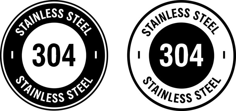 Stainless Steel 304 Label Round Badges | Black and White Icons for Product Marking, Manufacturing Standards and Industrial Applications