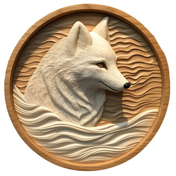 3d Artic Fox Laser Engrave File, 3d illusion, lightburn, laser file png