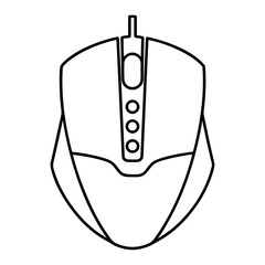 Minimalist clean vector illustration of a gaming mouse with side buttons