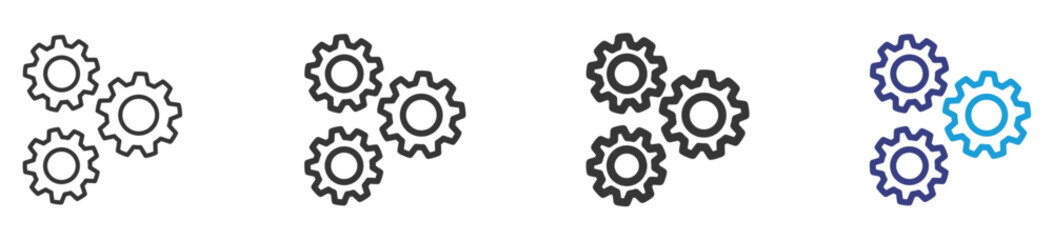 Settings Icon Set Illustration with Outline Style Variation
