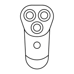 Minimalist vector illustration of a rounded electric shaver