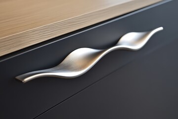A close up of a drawer with a metal handle