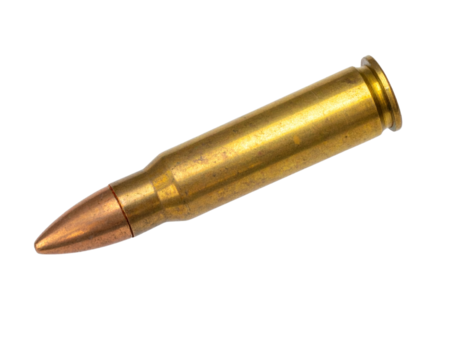  Top-Down View of Old Brass Bullet with Weathered Texture, Transparent Background