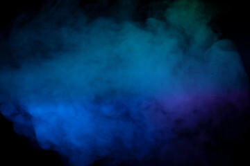 Blue and green steam on a black background.