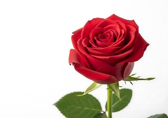 Vibrant Red Rose on White Background A Symbol of Love and Beauty