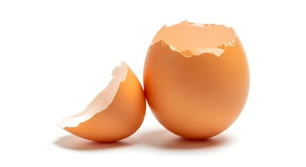 Broken eggshell pieces isolated on white background