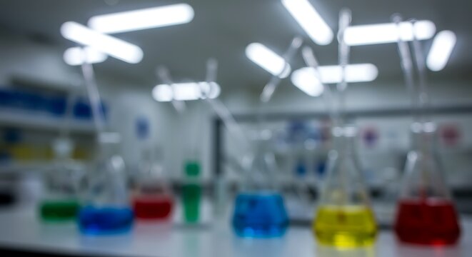 Scientific research concept with blurred chemistry lab
