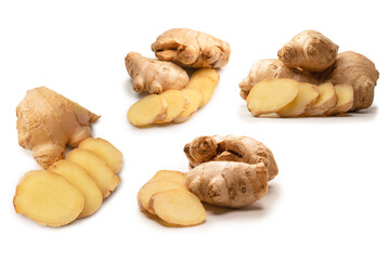 Ginger root isolated on white background.