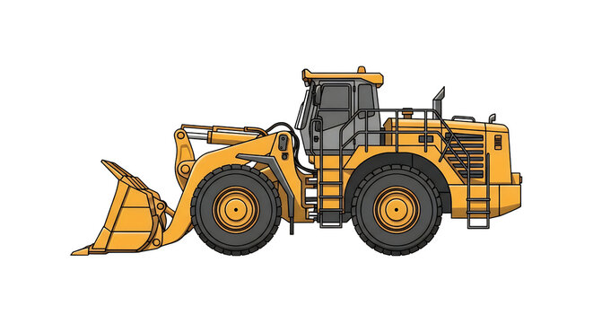 Underground Mining Loader Illustration &ndash; Low Profile LHD on Transparent Background