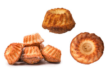 Cake made of cottage cheese isolated on a white background.