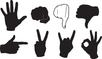 Hands silhouette shape isolated on white background