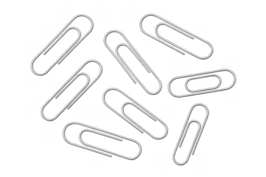 Metallic paperclips lying on transparent background - Powered by Adobe