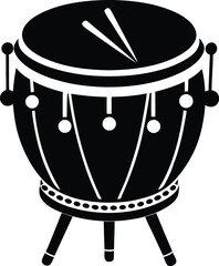 Black drum silhouette on white background