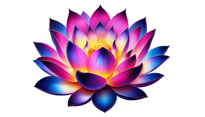 Vibrant lotus flower with striking colors situated in a calming atmosphere
