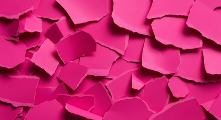 Ripped pieces of pink paper making a vibrant background texture