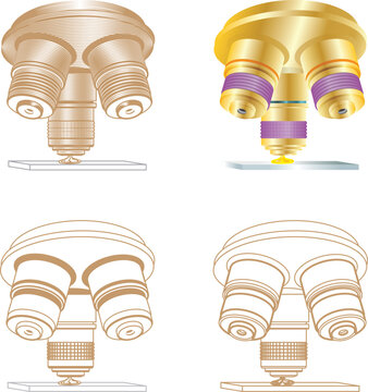 Microscope Objective Lens Vector Set &ndash; Scientific Laboratory Equipment Illustration