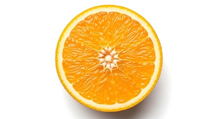 Fresh orange slice isolated on white background top view