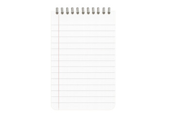 Blank spiral notepad on transparent background for easy isolation