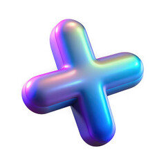 Fototapeta premium Glossy Iridescent Plus Sign Shape with Soft Rounded Edges on a Black Background cross symbol isolated on a transparent background