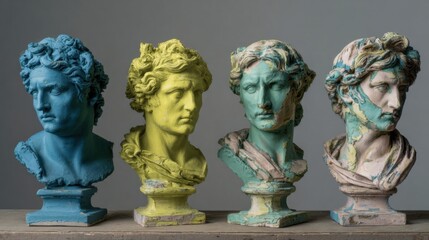 Obraz premium a row of three busts of different colors