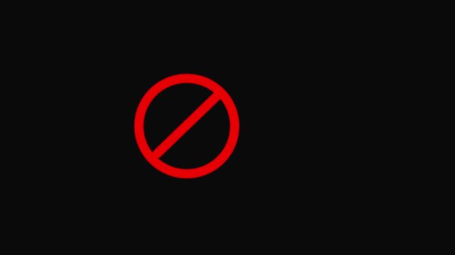 Do Not red warning sign isolated icon.Red ban banned, on a black background.