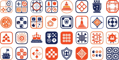 Fototapeta premium Collection of Hand Drawn Icons Representing Games Logic and Strategy Concepts board game