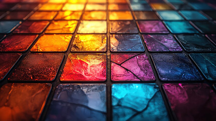 Vibrant mosaic artwork display art studio digital photography colorful close-up abstract design