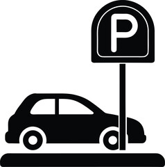 Classic parking sign silhouette on white background