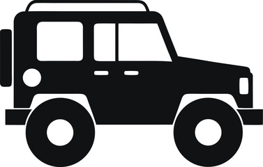 Black jeep silhouette on white background