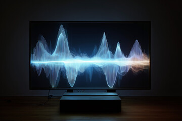 
"Abstract visualization of sound frequencies on a digital screen 