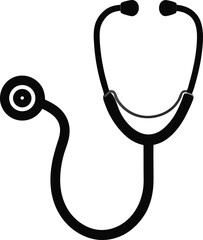 Black stethoscope silhouette on white background