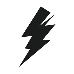 Black lightning bolt symbol on white background electricity