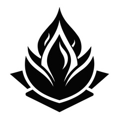 Black Stylized Flame or Flower Symbol fire bloom