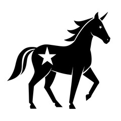 Black unicorn silhouette with star on white background