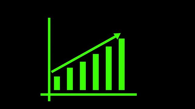 Abstract business growth and graph  chart icon animation. marketing Seles profit target growth business ideas in future on black background