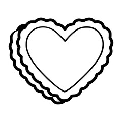 A vector illustration of a double layered heart shape with a scalloped edge, perfect for Valentines Day designs or romantic themed projects.