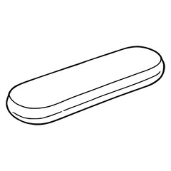 A vector illustration of a simple, elongated, oblong object, possibly a case or container, depicted in a minimalist black line art style, suitable for various design applications.