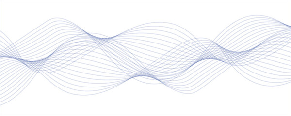 Abstract wave design with a series of flowing, overlapping sinusoidal curves in a gradient. Frequency sound wave lines and technology curve lines. Wavy banner, template design.