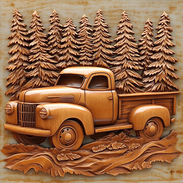 3d Christmas Truck Laser Engrave File, 3d illusion, lightburn, laser file png